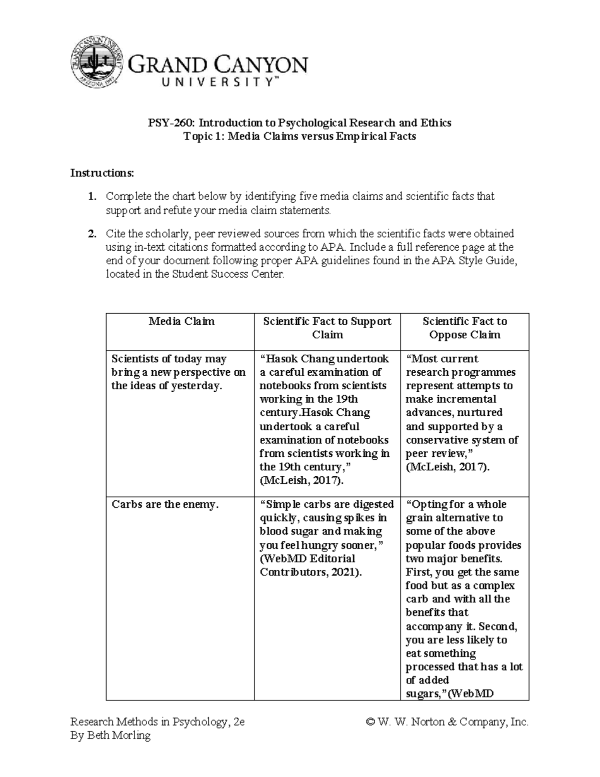 MediaClaims Decent PSY260 Introduction to Psychological Research