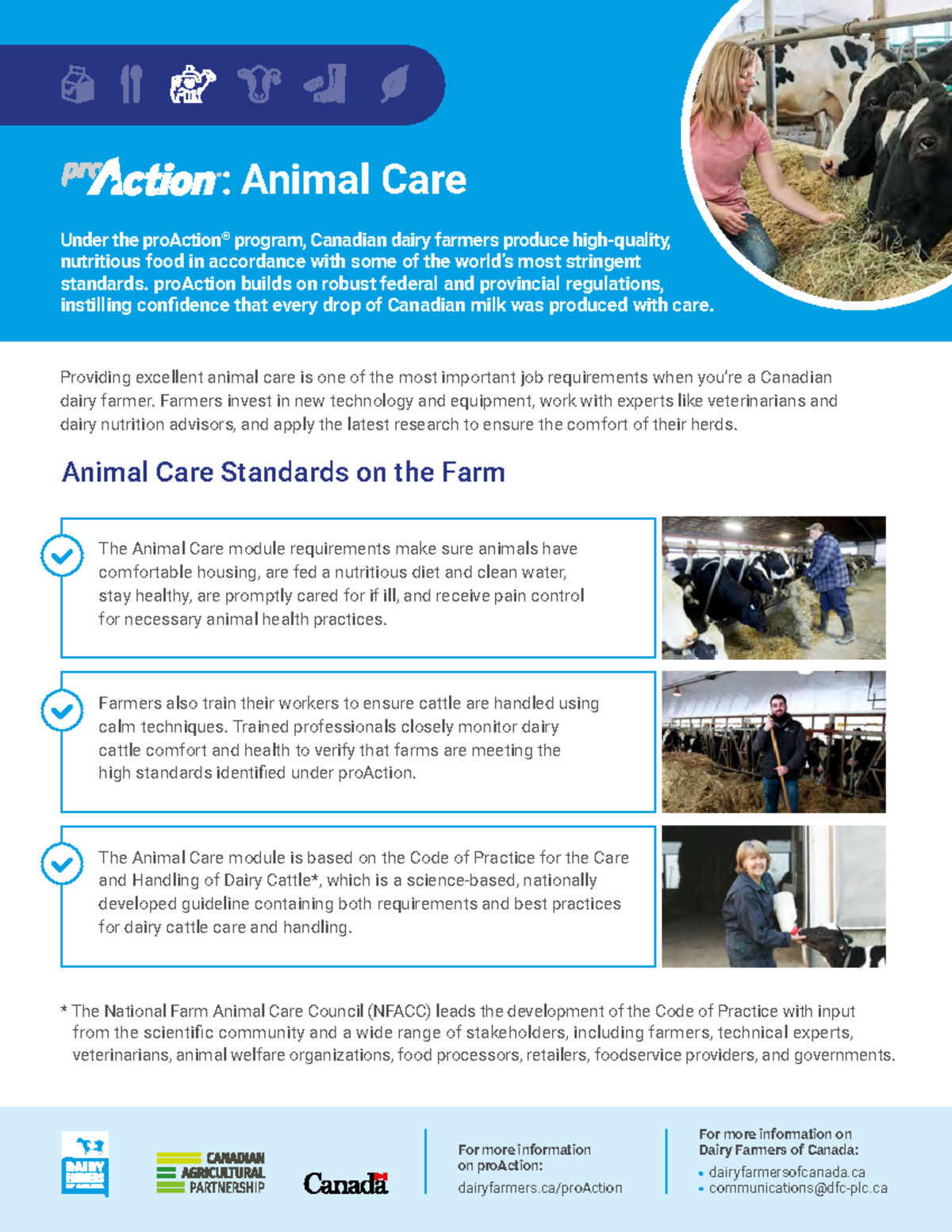 Animal care factsheet Under the proAction® program, Canadian dairy