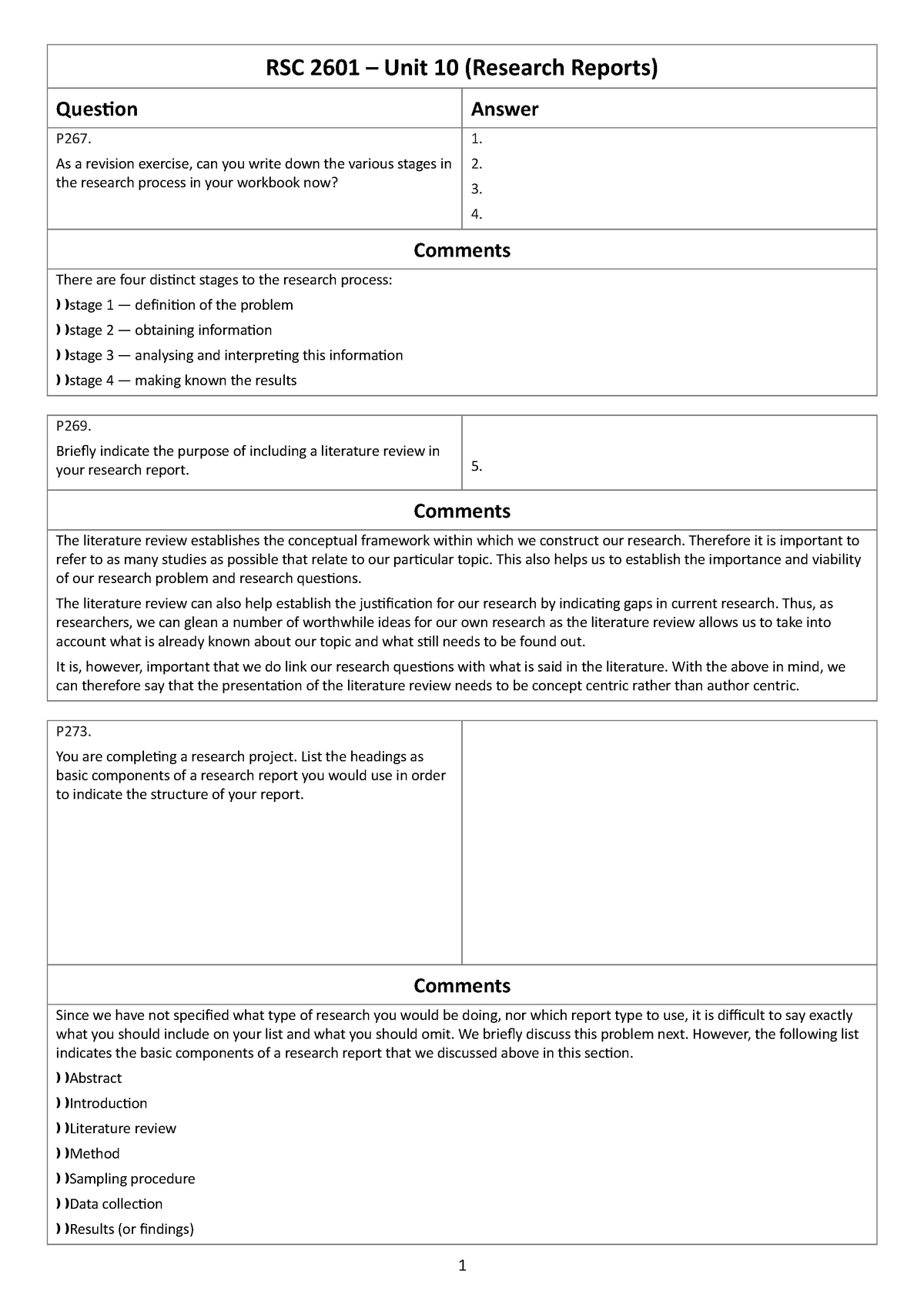 Sample/practice exam 2015, questions and answers - RSC 2601 – Unit 10 ...