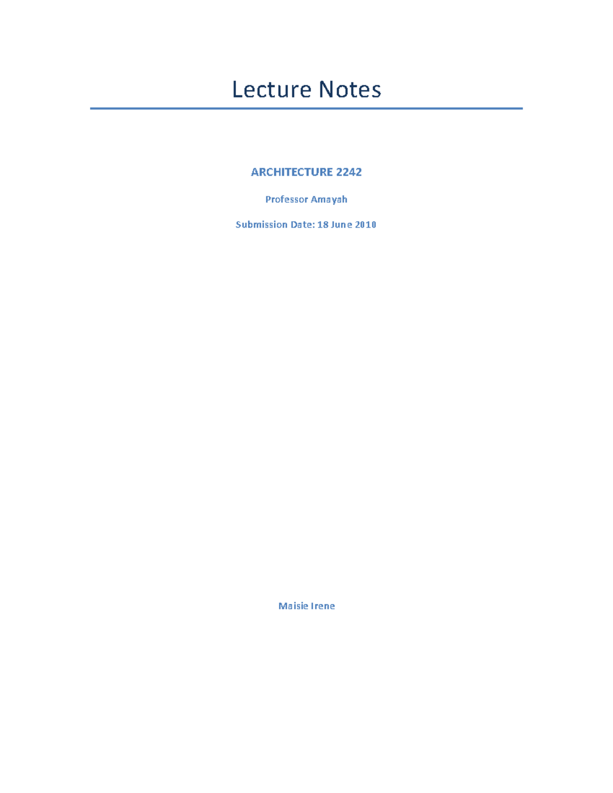 Architecture-2242-Lecture Notes - Lecture Notes ARCHITECTURE 2242 ...