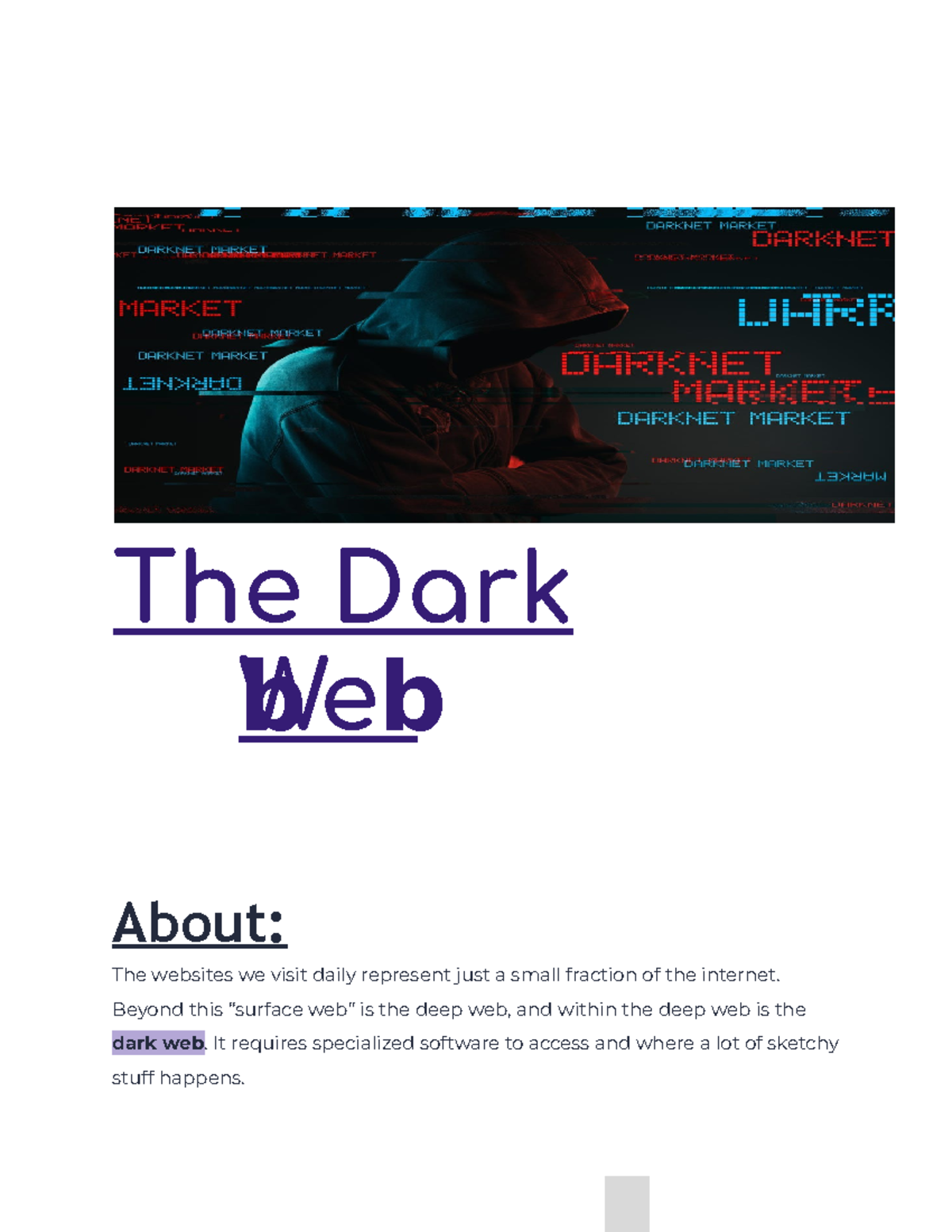 short essay on dark web