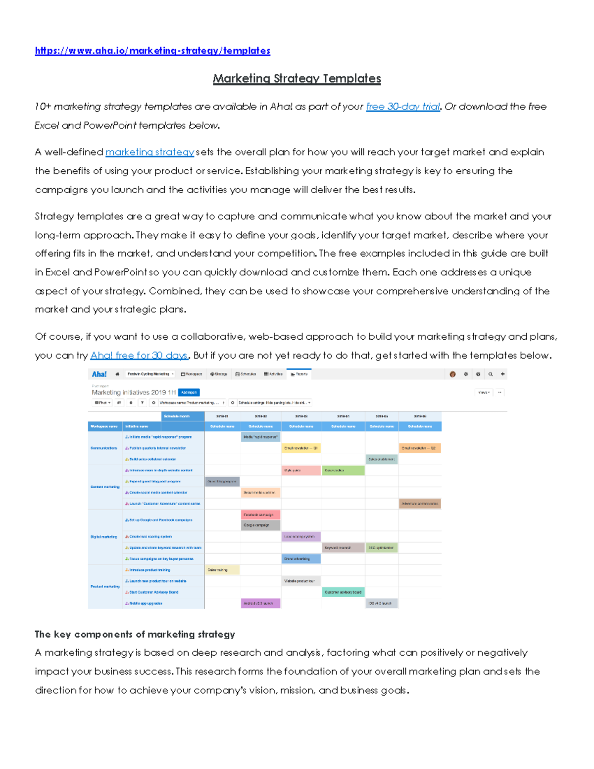 Marketing Plan Content And Steps - Aha/marketing-strategy/templates ...