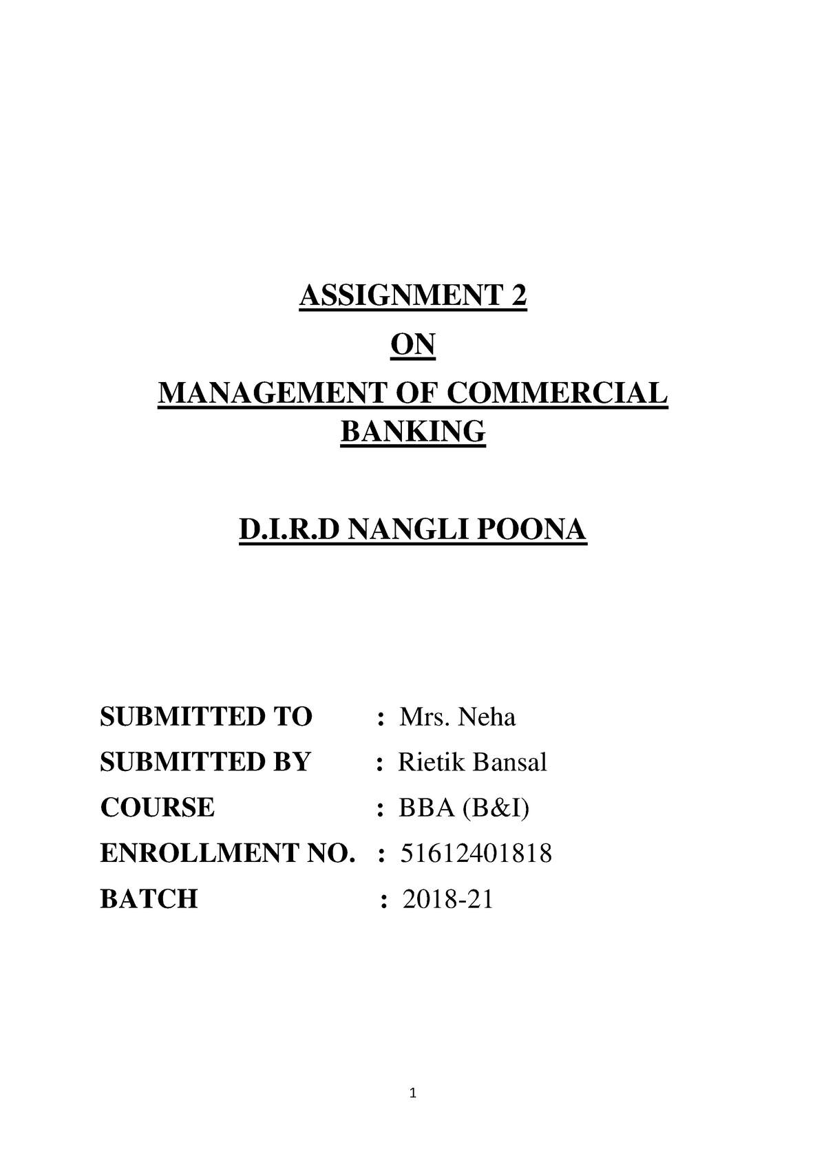 assignment on banking services