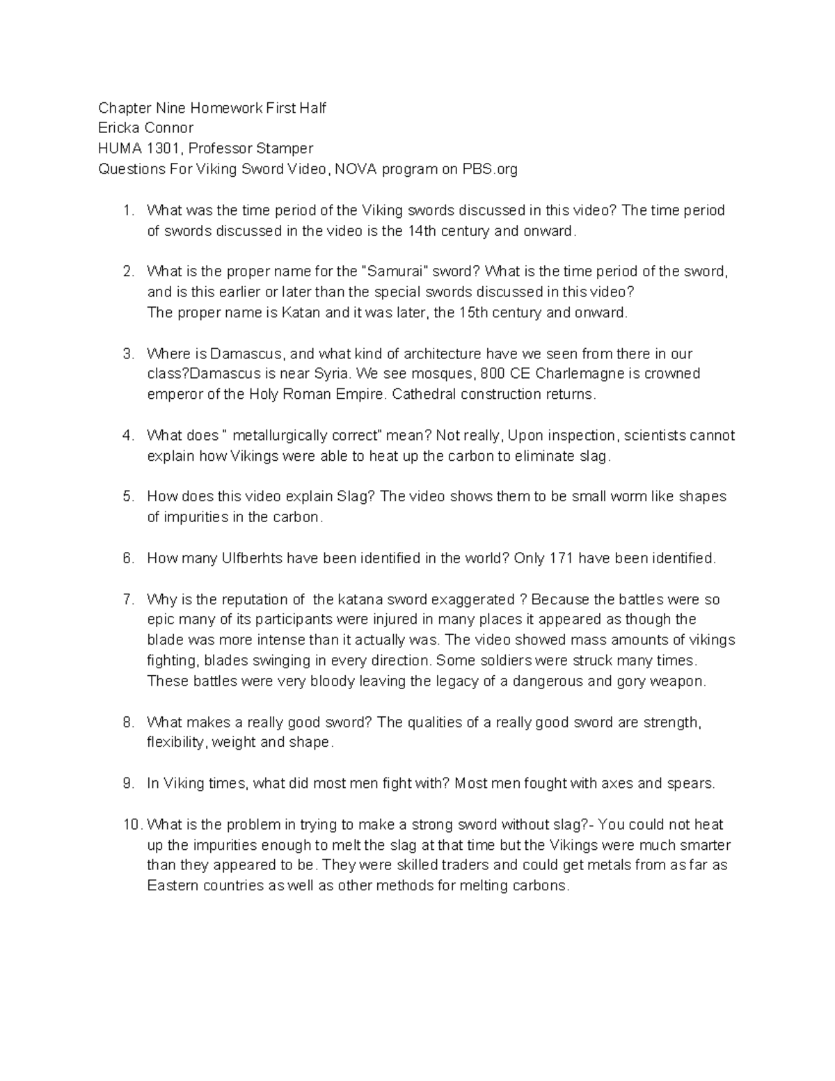 Chapter 9 1st - Homework questions / Test prep questions - Chapter Nine ...