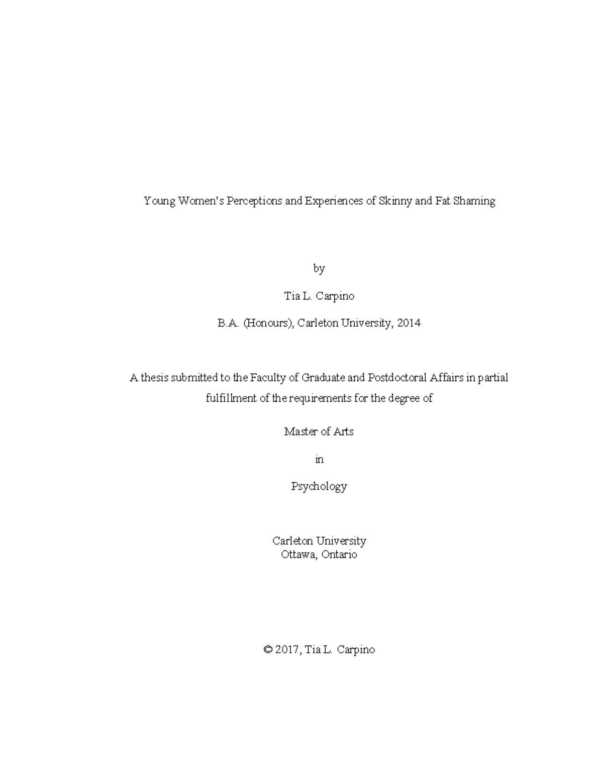 A thesis submitted to the Faculty of Graduate and Postdoctoral Affairs ...