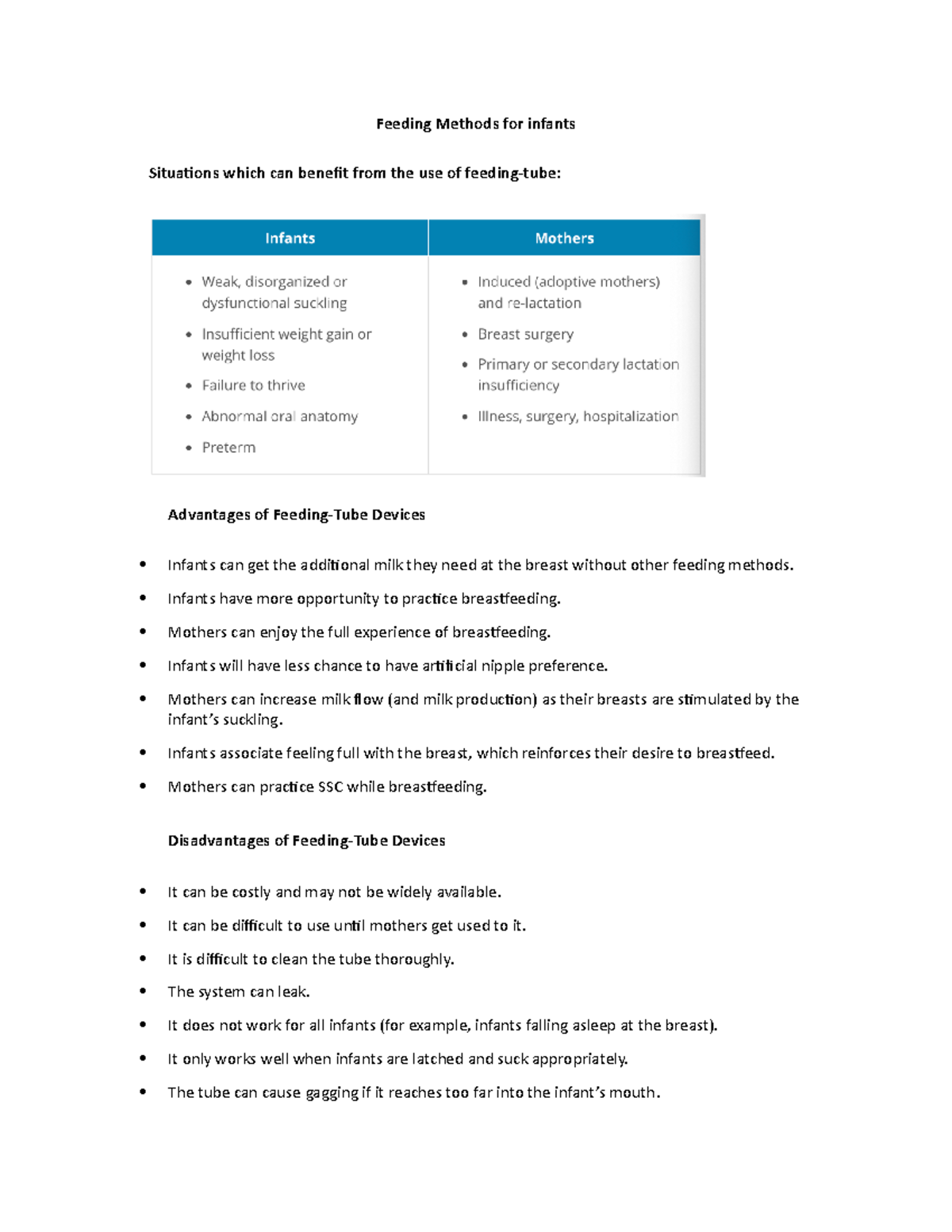 Feeding Methods for infants Feeding Methods for infants Situations