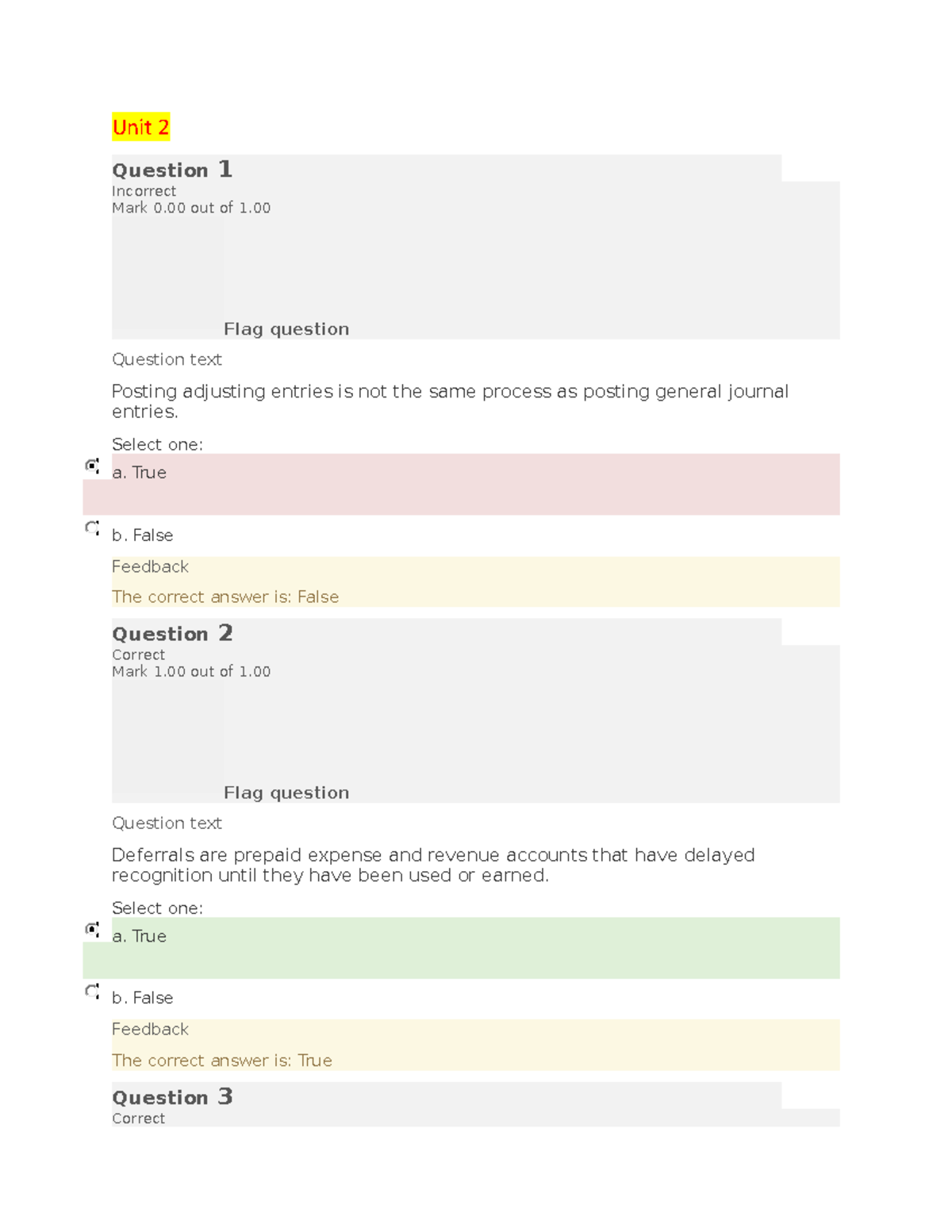 BUS 1102 Unit 2 Quiz 1 - Self-Quiz - Unit 2 Question 1 Incorrect Mark 0 ...