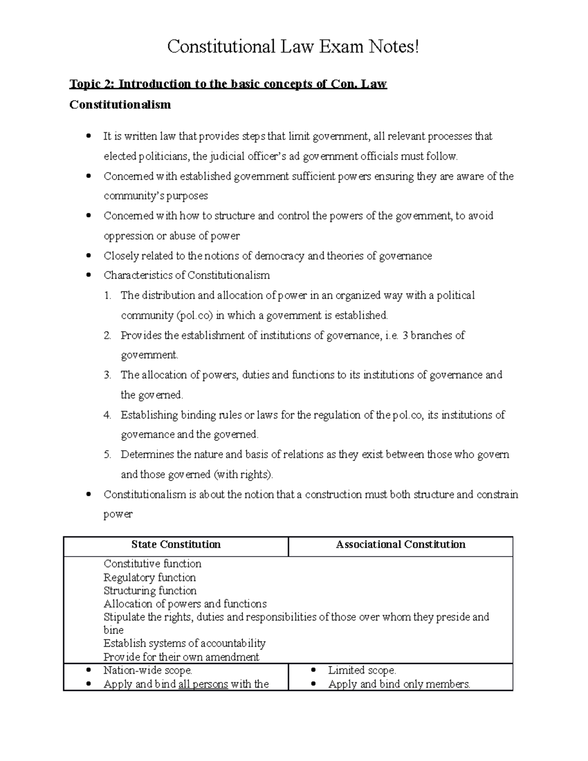 My Notes- Topic 1 - Summary of chapter - Constitutional Law Exam Notes ...