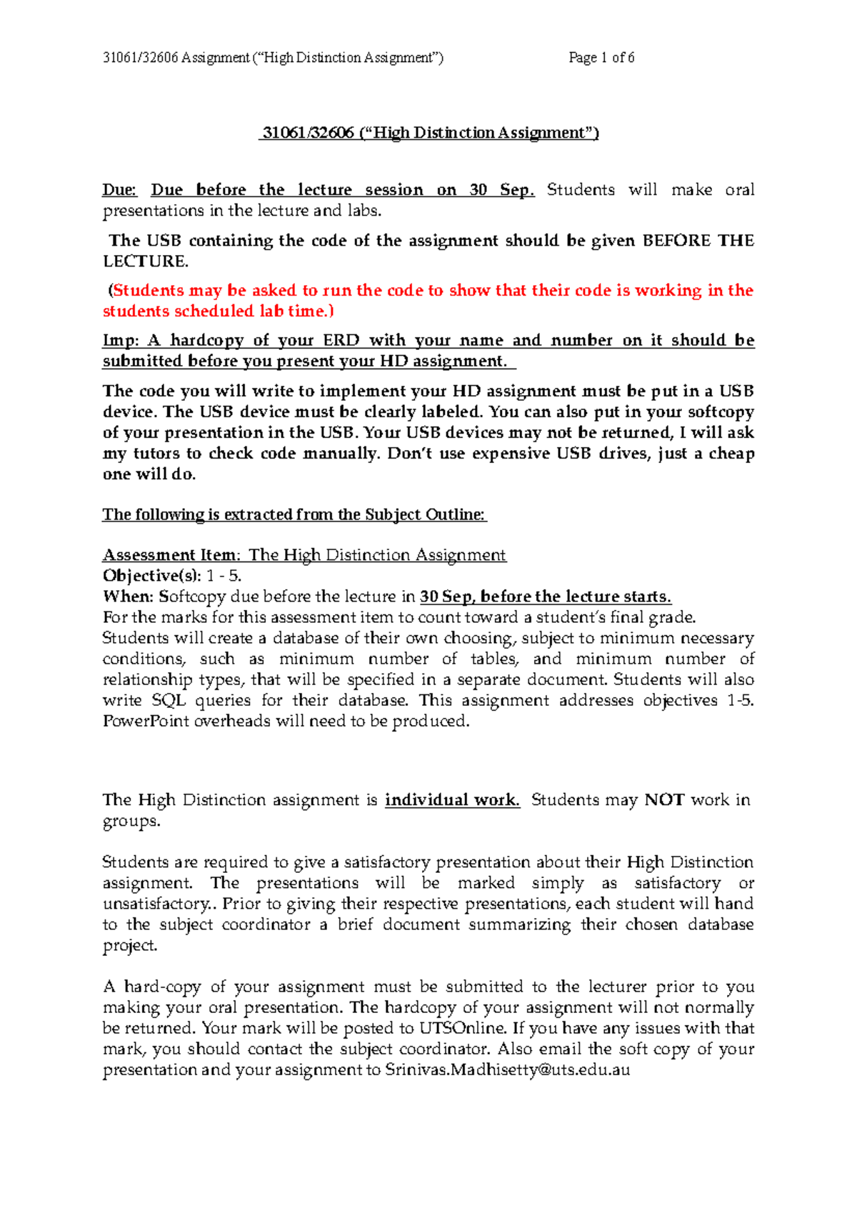 High Distinction 2019 Assignment - 31061/32606 (“High Distinction ...
