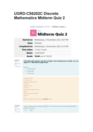 Discreet Math Midterms CS6202C - Assume The Sequence: 1,3,5,7,9 ...