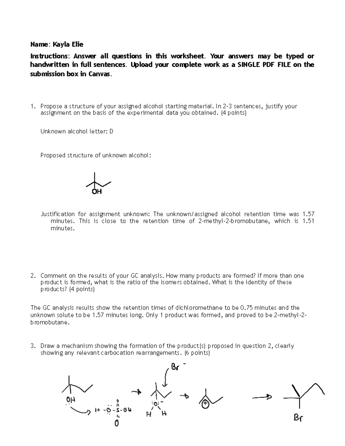 Alcohol bomination Worksheet - Name: Kayla Elie Instructions: Answer ...