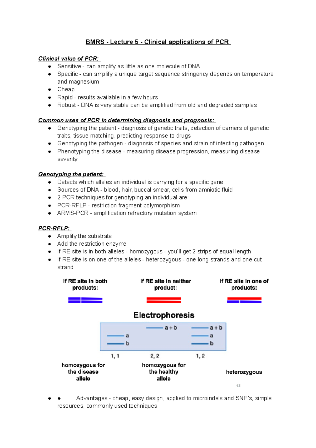 BMRS - Lecture 5 - Clinical applications of PCR - Studocu