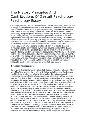 The History Principles And Contributions Of Gestalt Psychology Psychology Essay The History Studocu The History Principles And Contributions Of Gestalt Psychology Psychology Essay The History Studocu