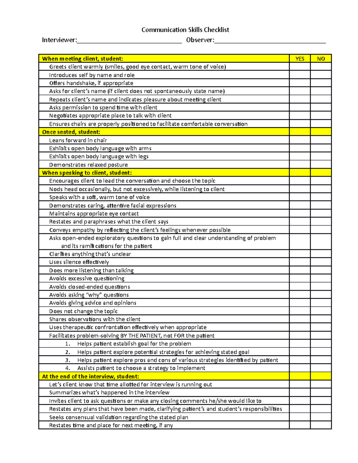 Communication check list. I don’t know how to make it longer