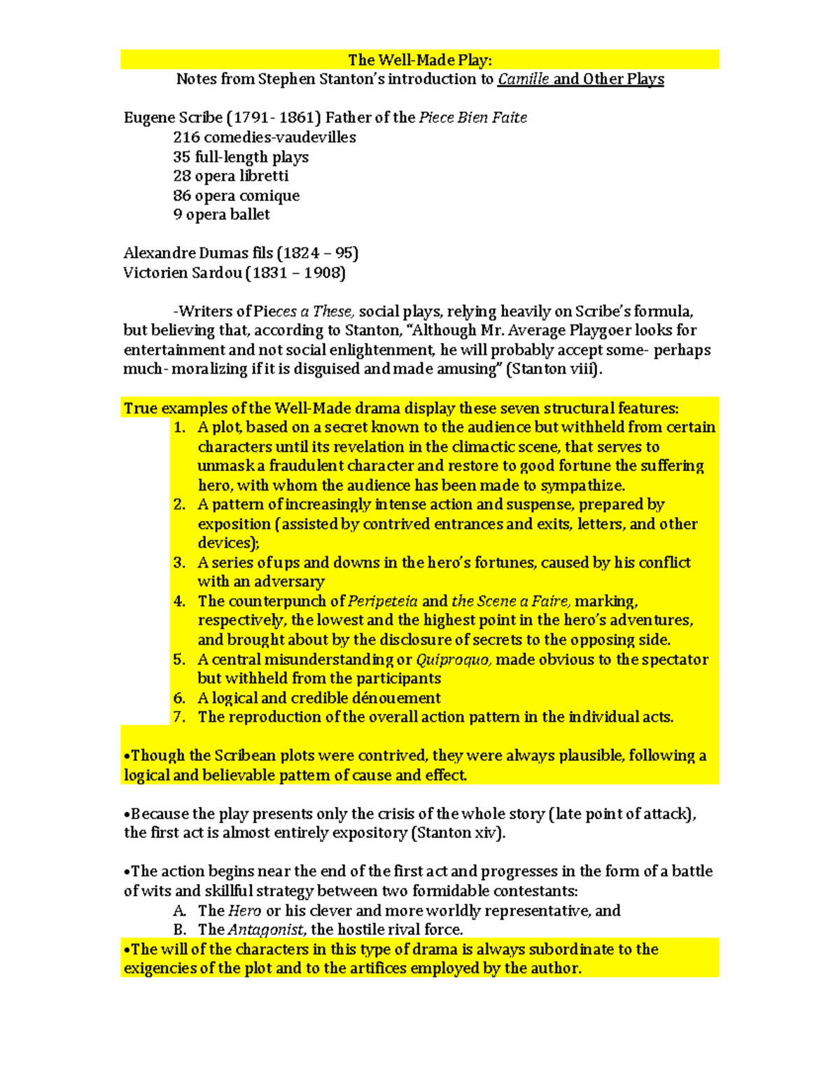 7 structural elements well made The Well‐Made Play Studocu