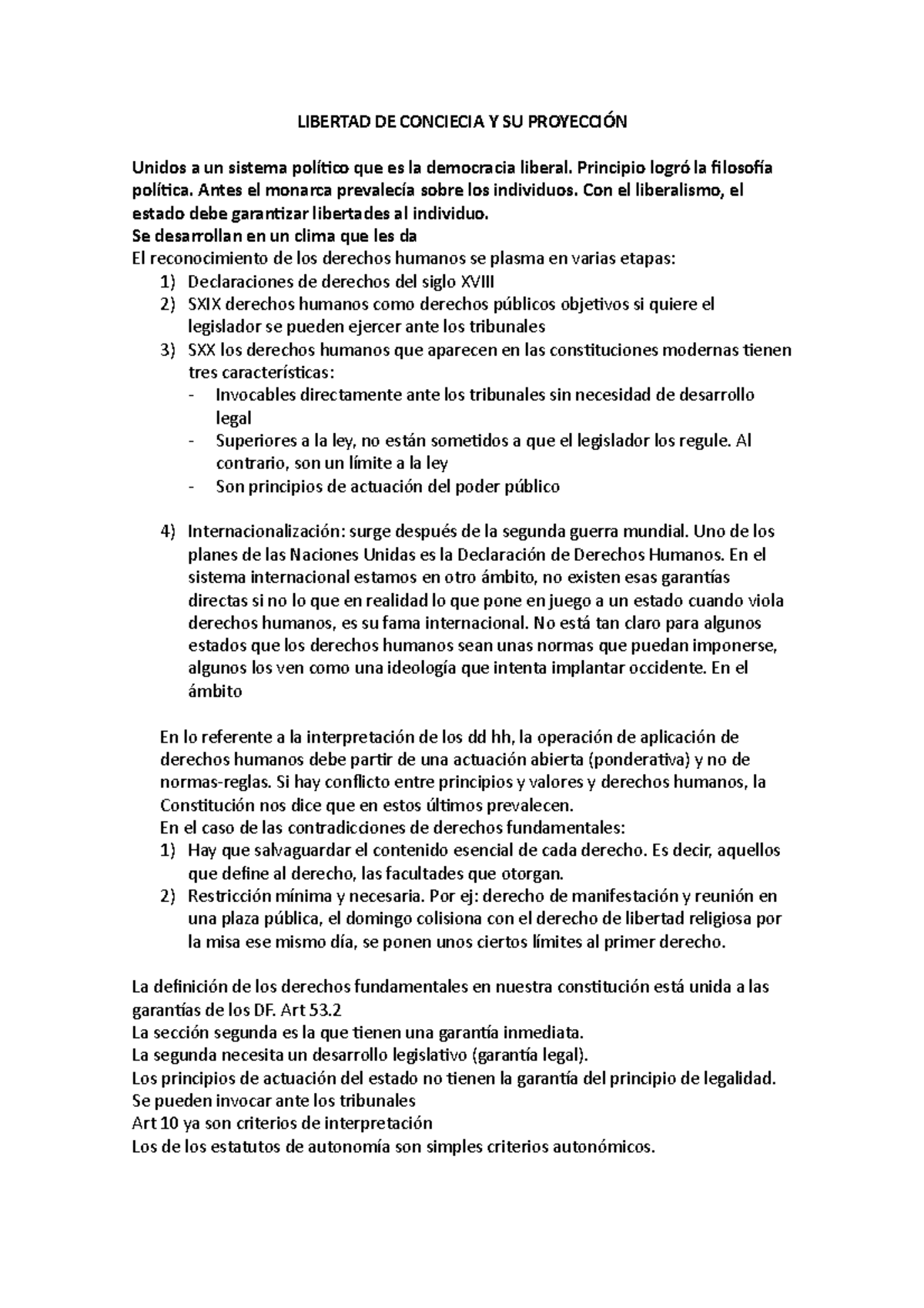 Apuntes Tema 1 Libertades - LIBERTAD DE CONCIECIA Y SU PROYECCIÓN ...