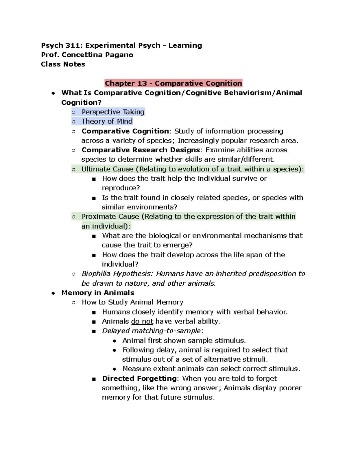 PSYCH 311 - Class Textbook Notes CH. 13 - Psych 311: Experimental Psych ...