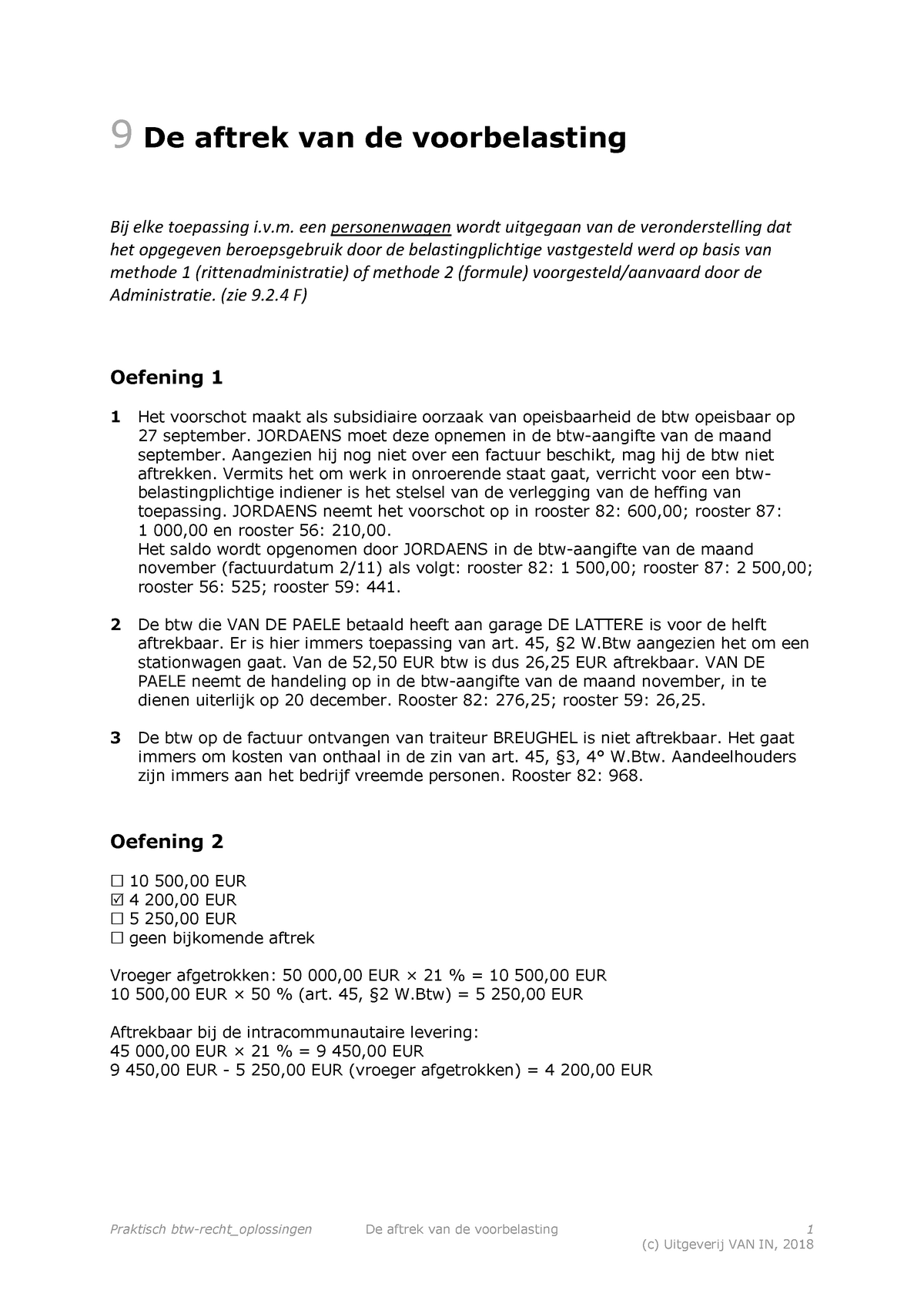 Oplossingen Hoofdstuk 9 Aftrek Van De Voorbelasting Btw - Warning: TT ...