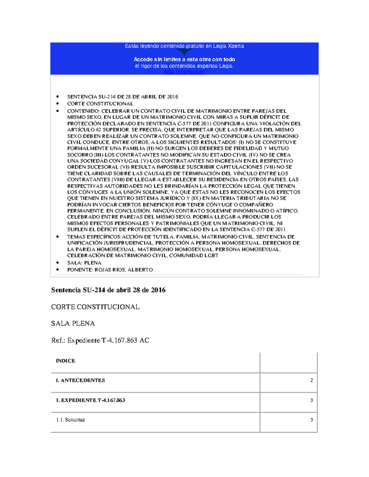 Sentencia SU 214 de 2016 Matrimonio Igualitario - procedimientos