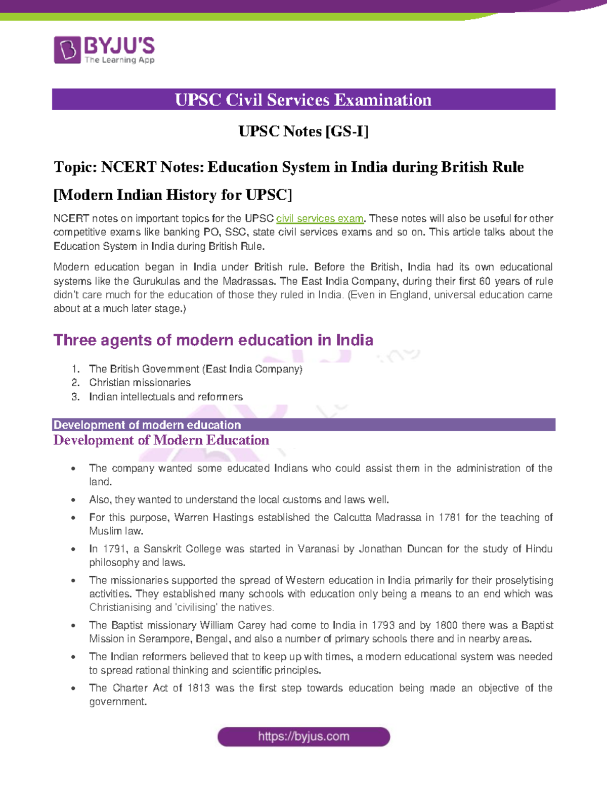 Education System In India During British Rule UPSC Notes 1 - UPSC Civil ...