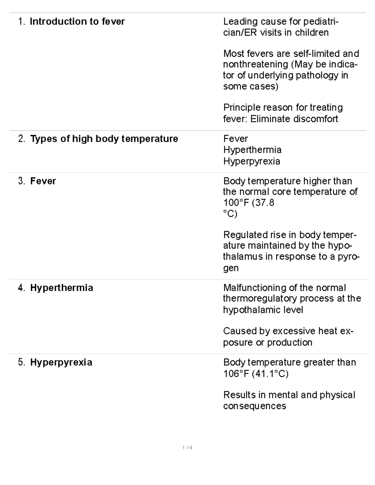 PHAR 639 Self Care Fever Introduction to fever Leading cause for