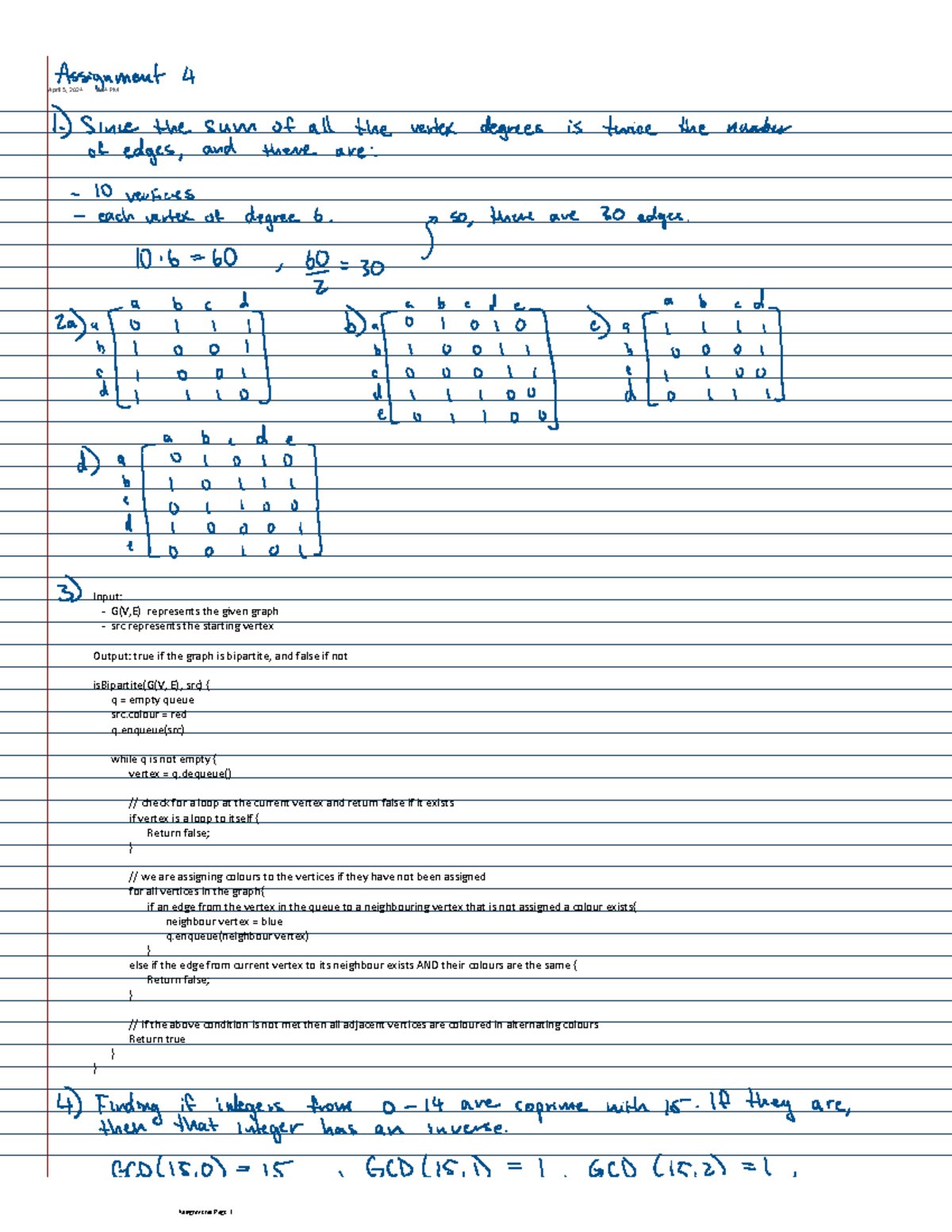 Cs2214asn4 - Answers to the last assignment with prof Pasini - Input ...