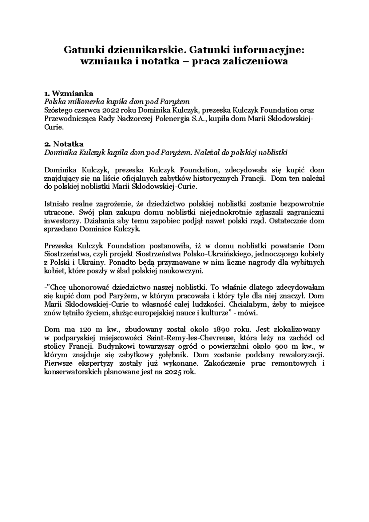 Gatunki-dziennikarskie - Gatunki dziennikarskie. Gatunki informacyjne ...