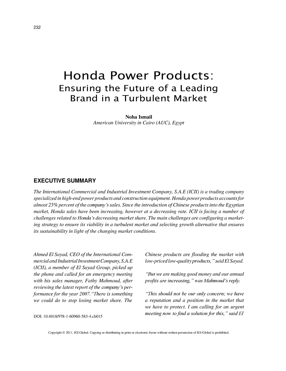 honda case study analysis