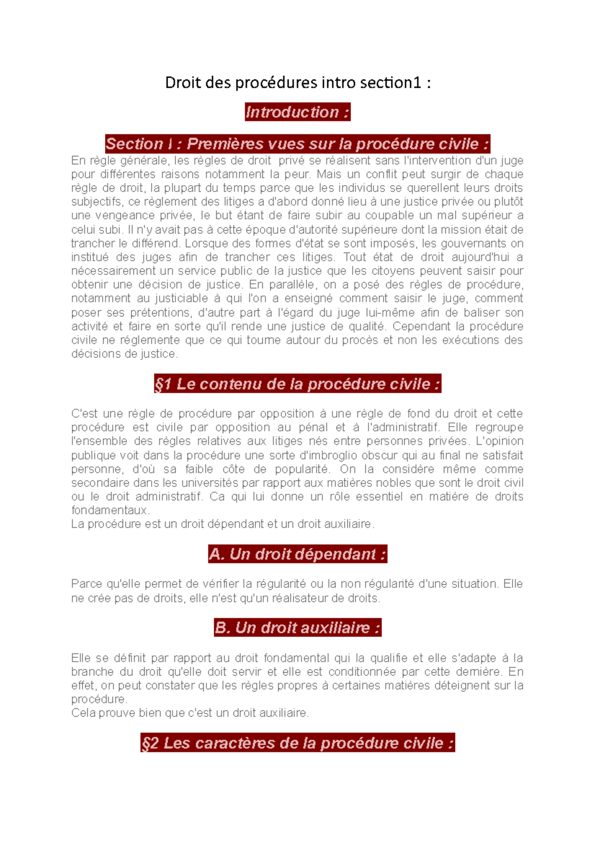 Droit des procédures intro section 1 - Droit des procédures intro ...