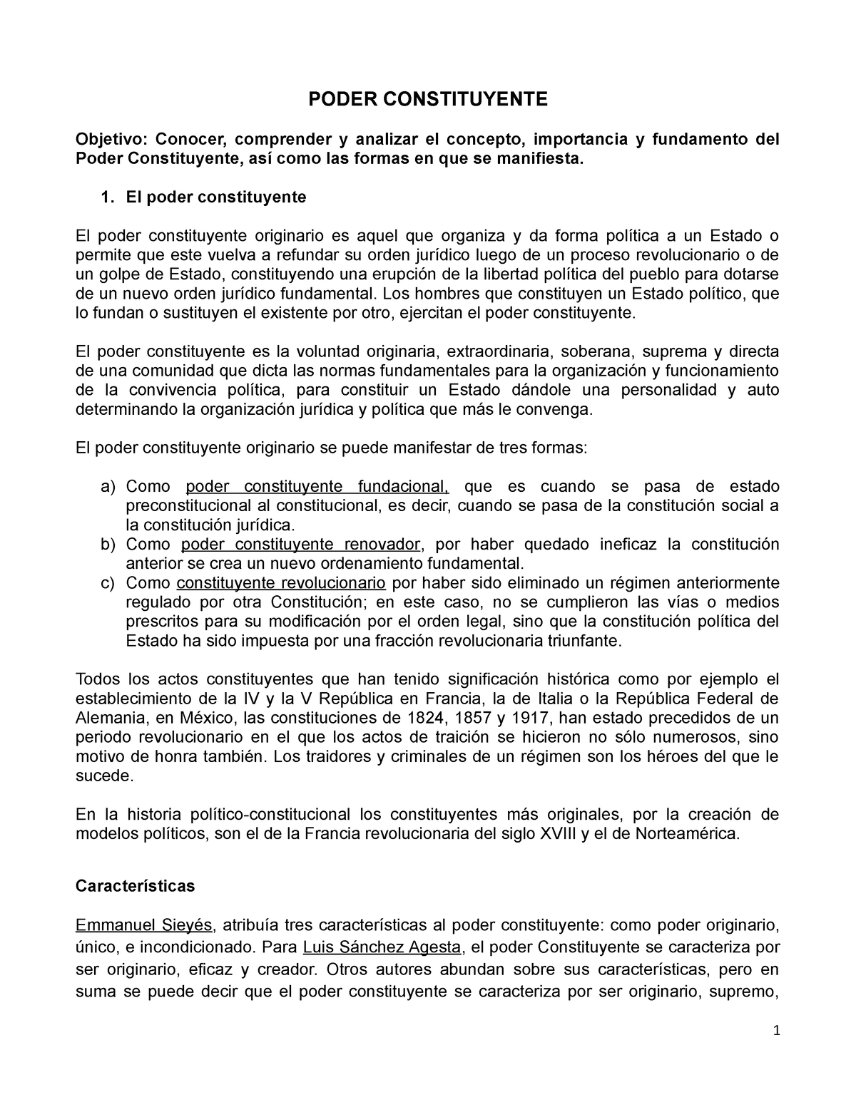 El Poder Constituyente Poder Constituyente Objetivo Conocer Comprender Y Analizar El 0221