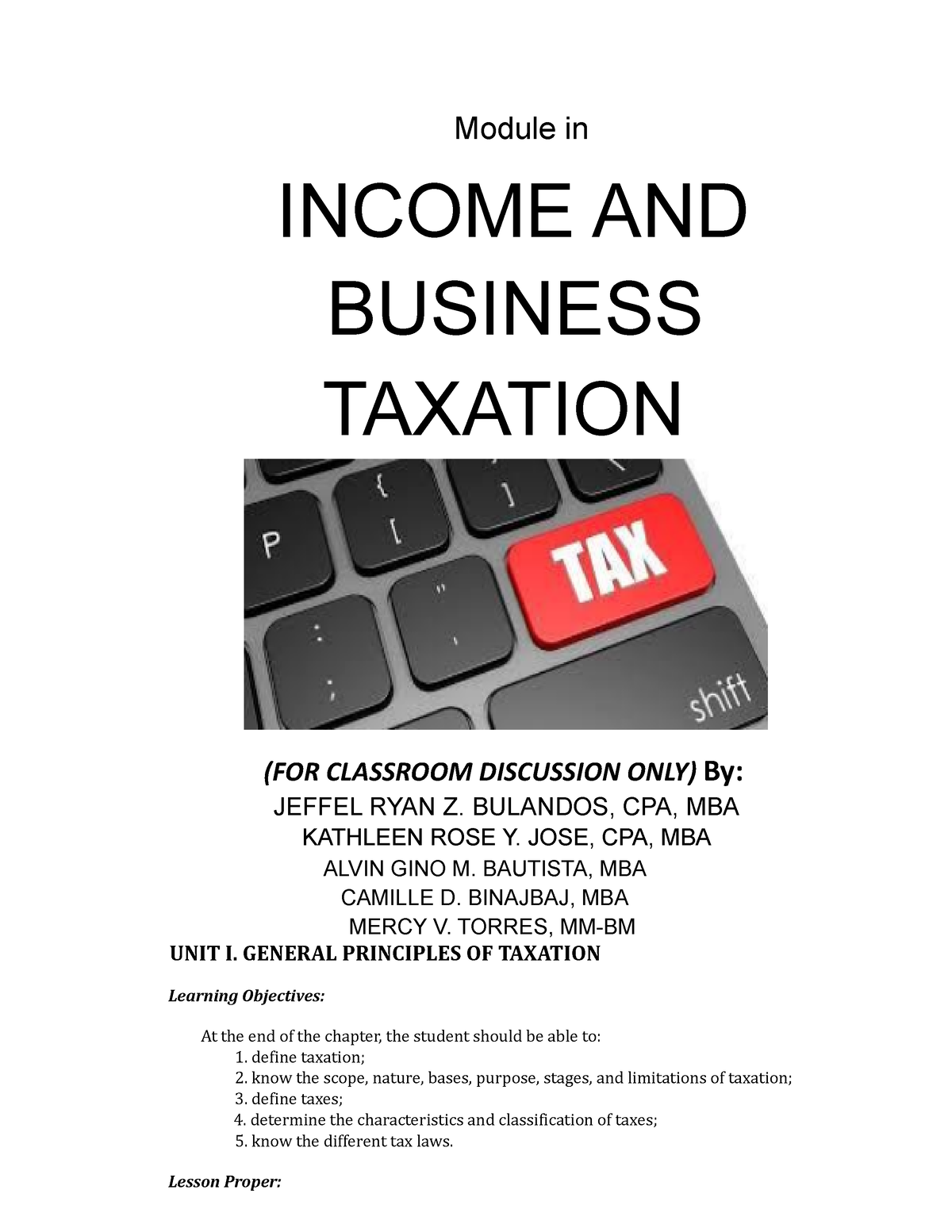 Module-in-Income-and-Business-Taxation - Module In INCOME AND BUSINESS ...