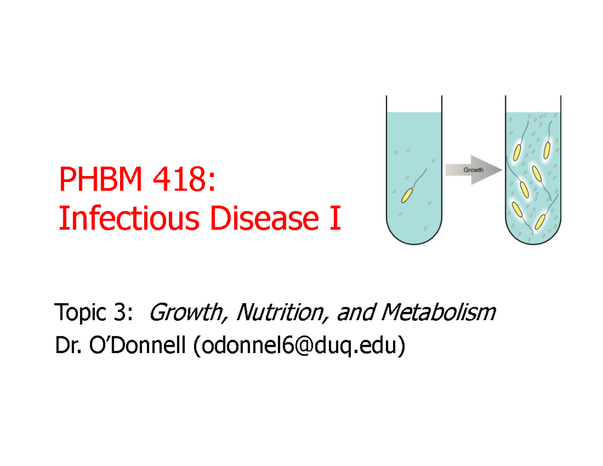PHBM+418+Lecture+3+Metabolism+handouts+2022 - PHBM 418: Infectious ...