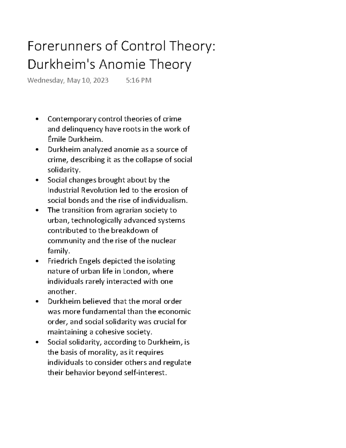 Forerunners of Control Theory: Durkheim's Anomie Theory - Contemporary ...