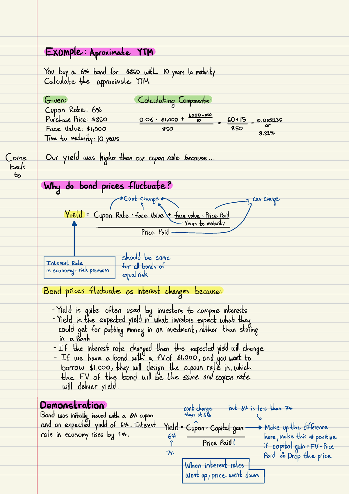 BU111 Final Exam Review PART 4 - Example : A Proximate YTM You Buy A 6% ...