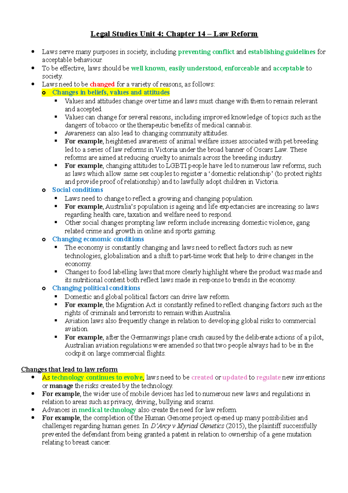 Unit 4- Law Reform - Legal Studies Unit 4: Chapter 14 – Law Reform Laws ...