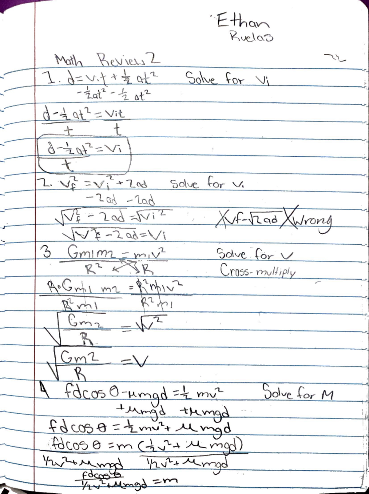 2024-08-28 22-58 - Notes - Ethan Ruelas Math Review2 1. Solve for Vi ...