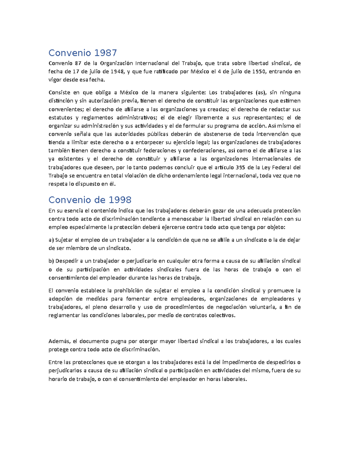 Tarea laboral 2 Convenios Convenio 1987