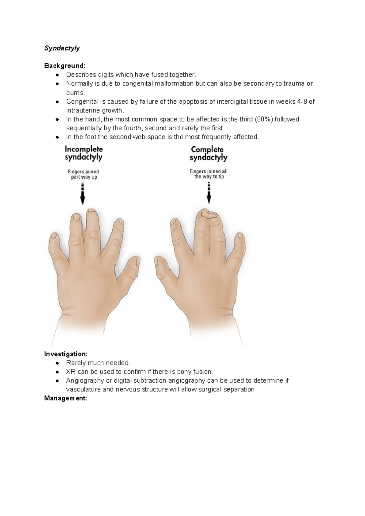 Syndactyly and Polydactyly - Syndactyly Background: Describes digits ...