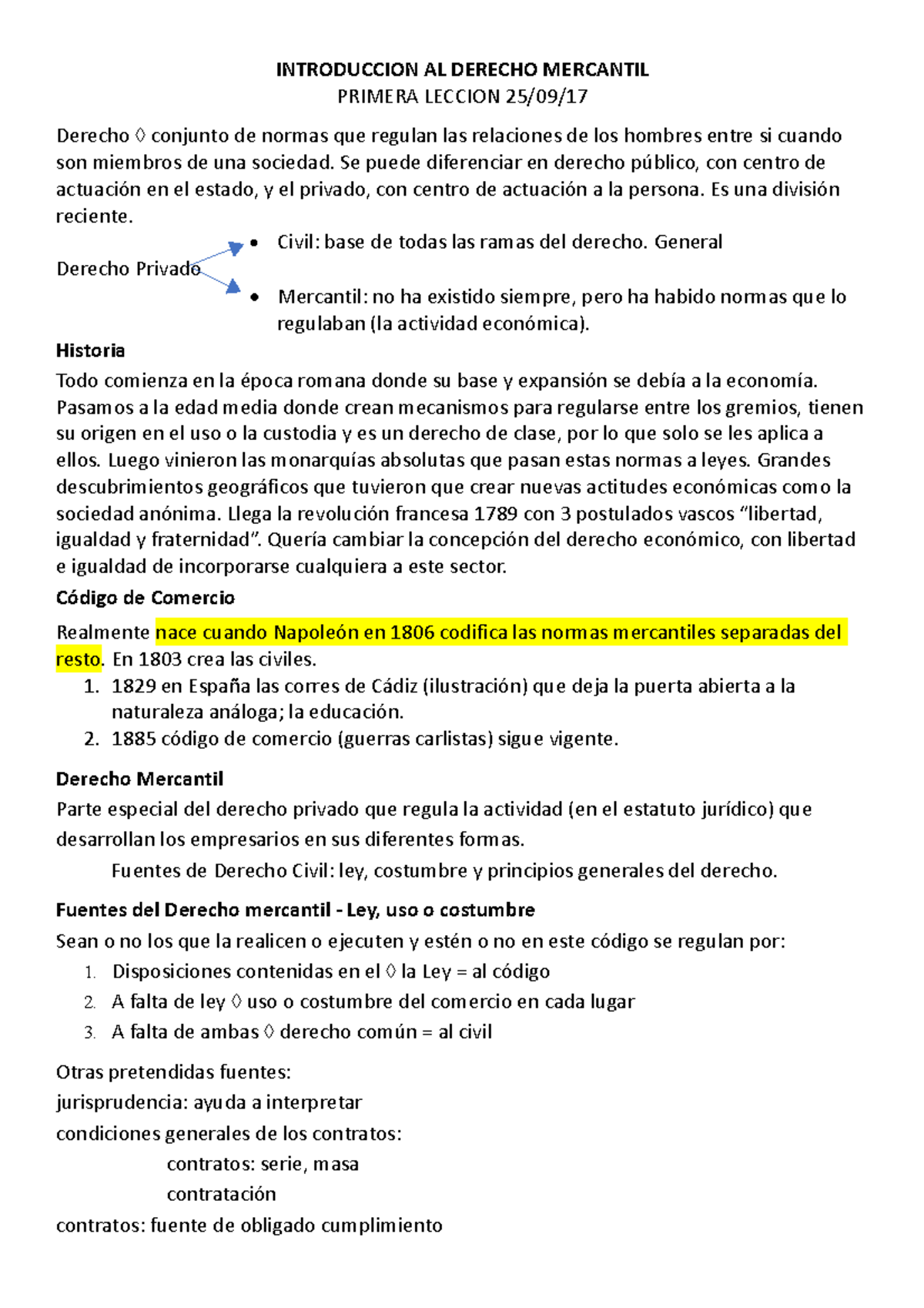 Apuntes Derecho Mercantil - INTRODUCCION AL DERECHO MERCANTIL PRIMERA ...