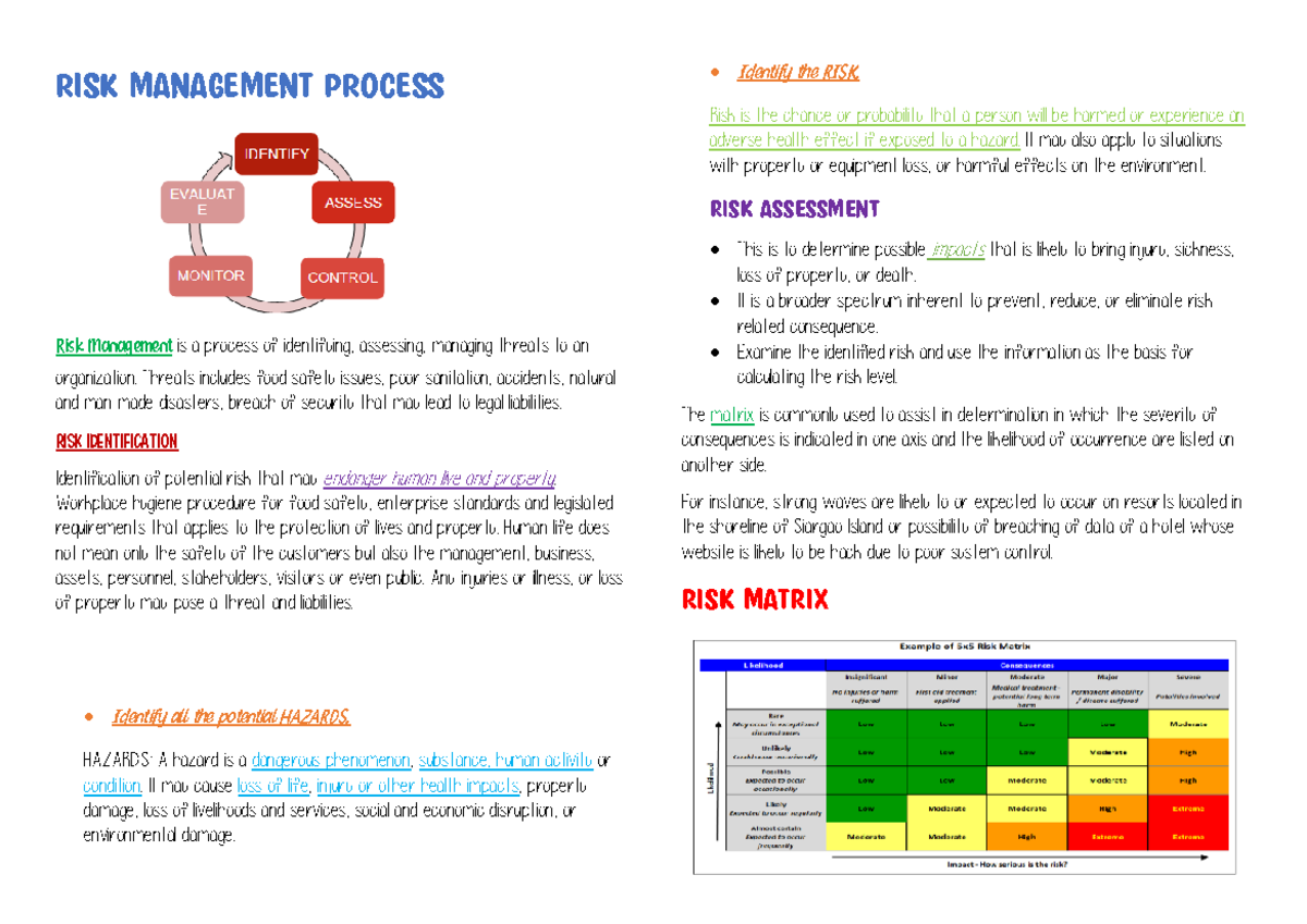 RISK Management Process - WEEK 2 - RISK MANAGEMENT PROCESS Risk ...