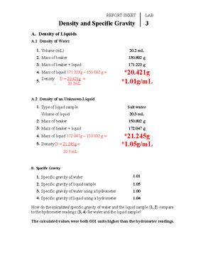 density of liquids lab