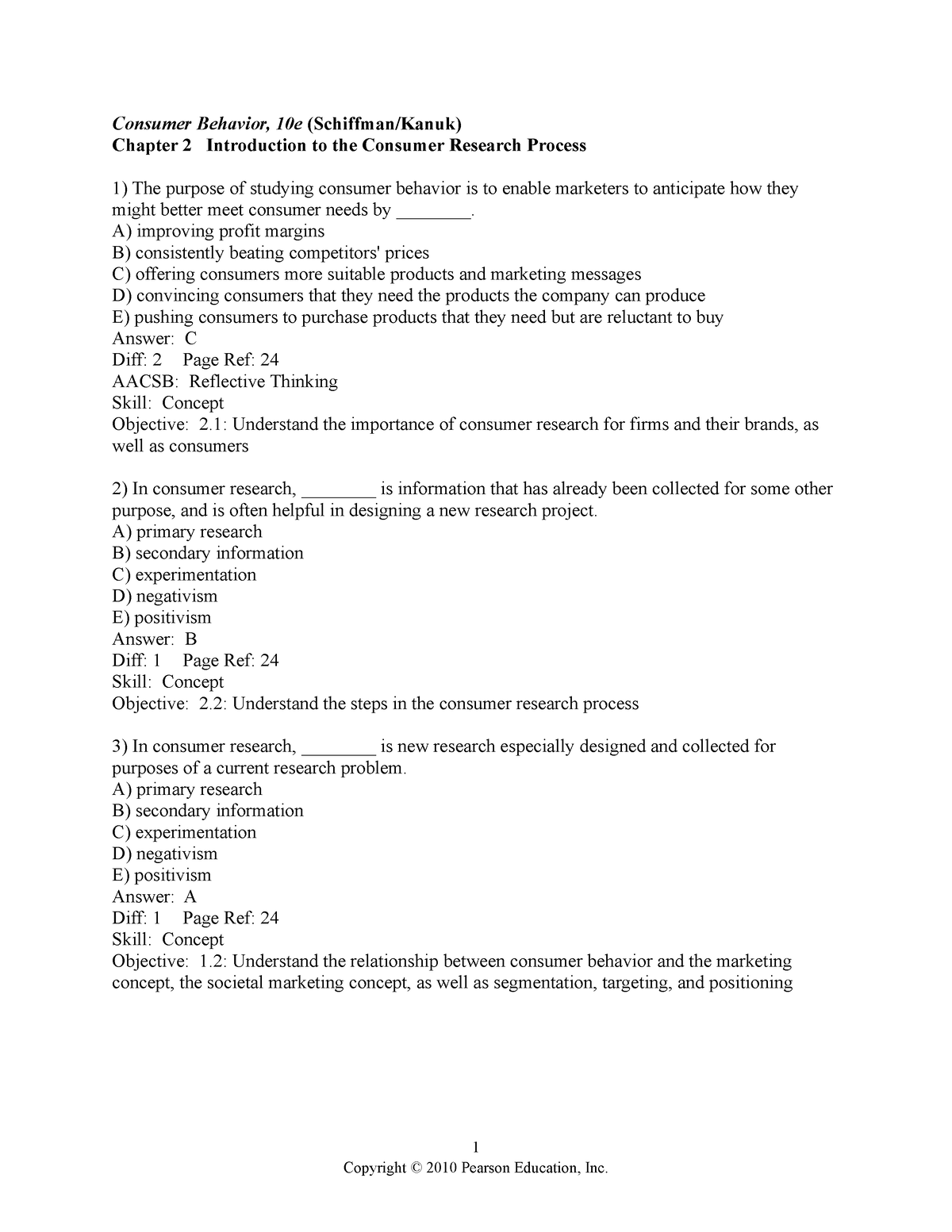 Ch2 - Consumer Behaviour By Schifmann Mcq - Consumer Behavior, 10e ...