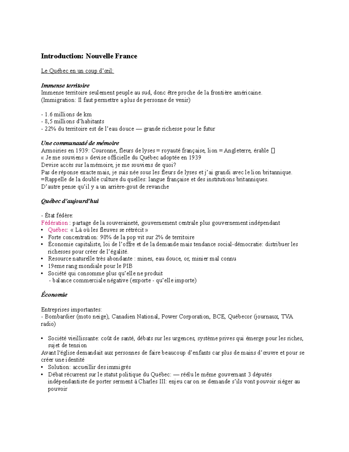 Seance 1 La nouvelle france Introduction Nouvelle France Le Québec