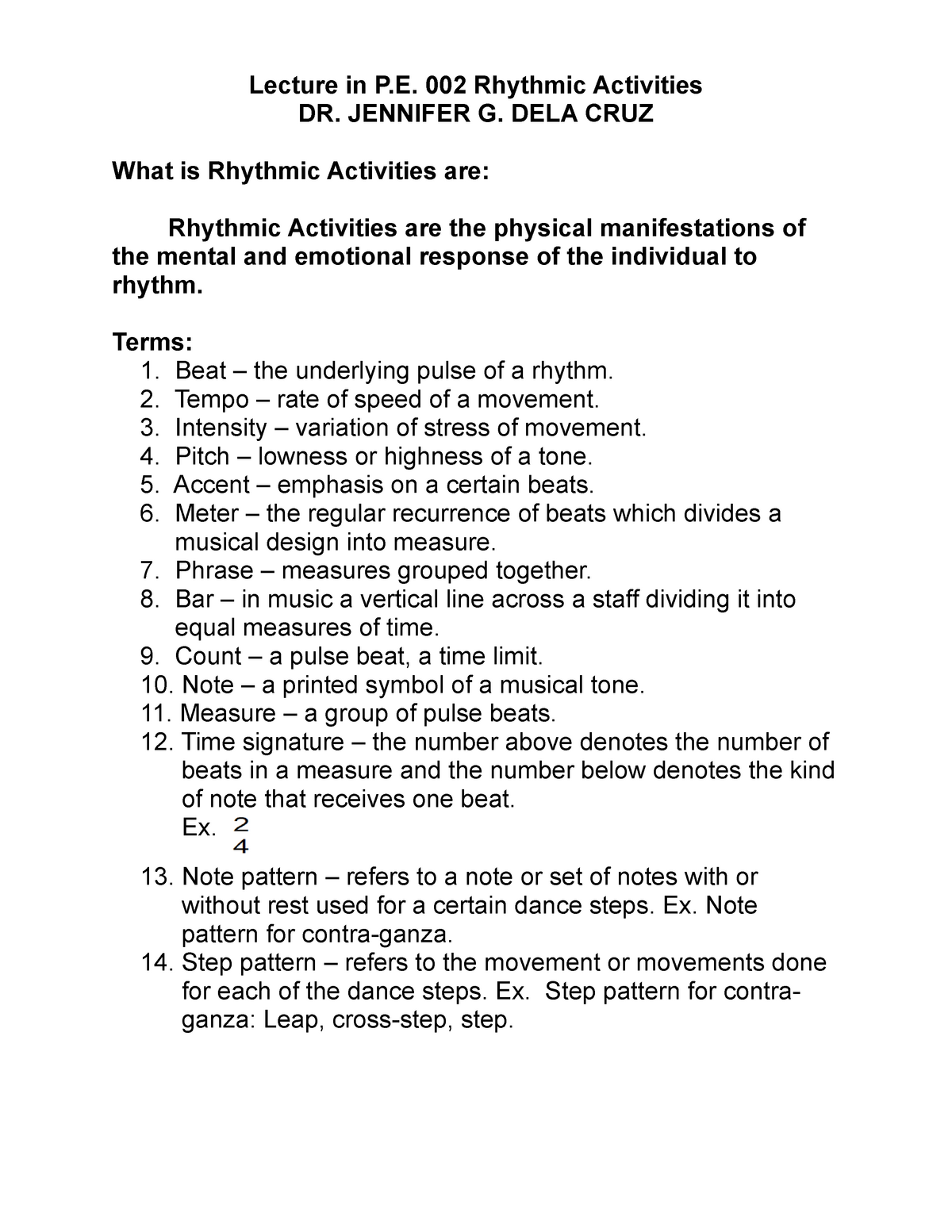 fundamentals of rhythmic activities