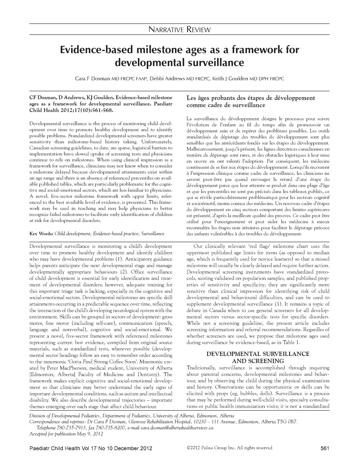 Developmental Surveillance - Evidence-based Milestone Ages As A ...