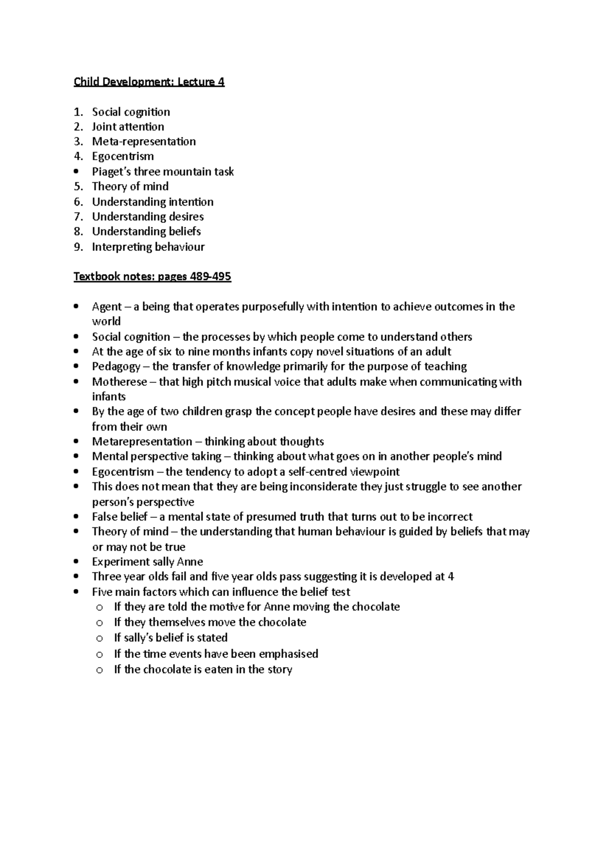 Child Development lecture 4 - Studocu