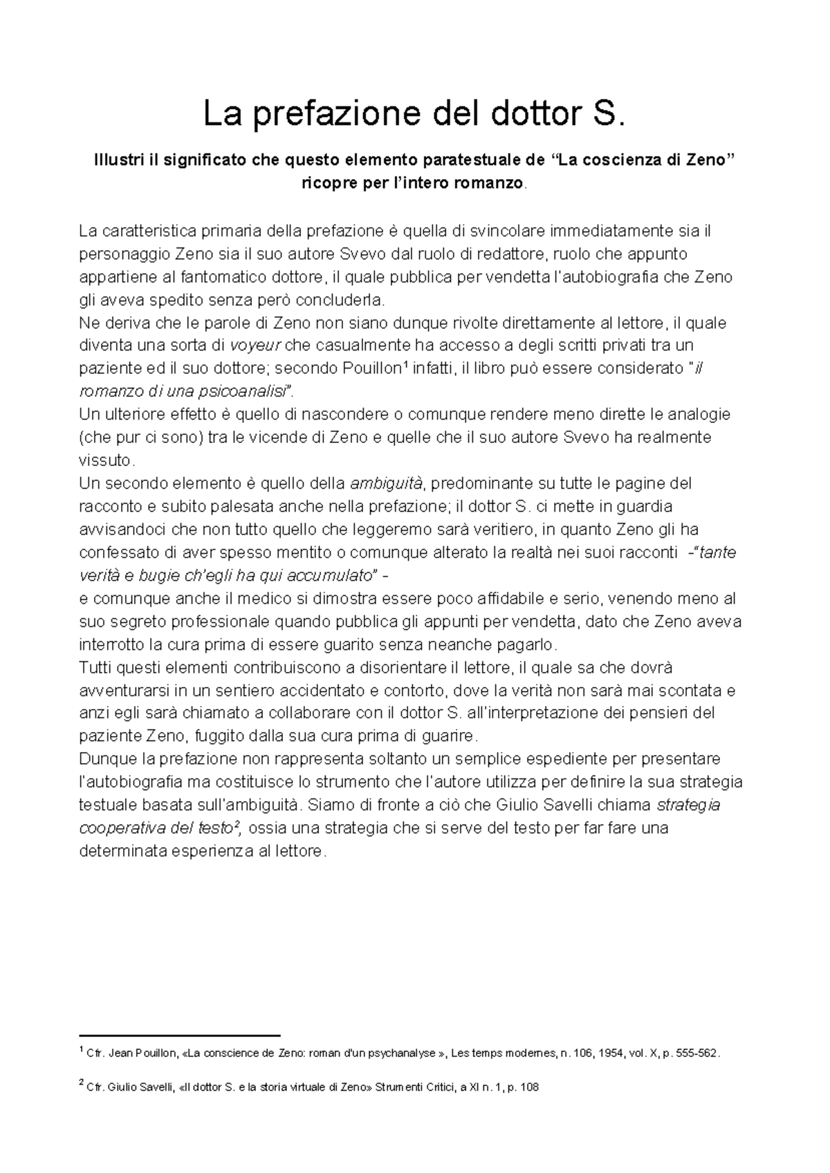 Esercizio sulla prefazione de 