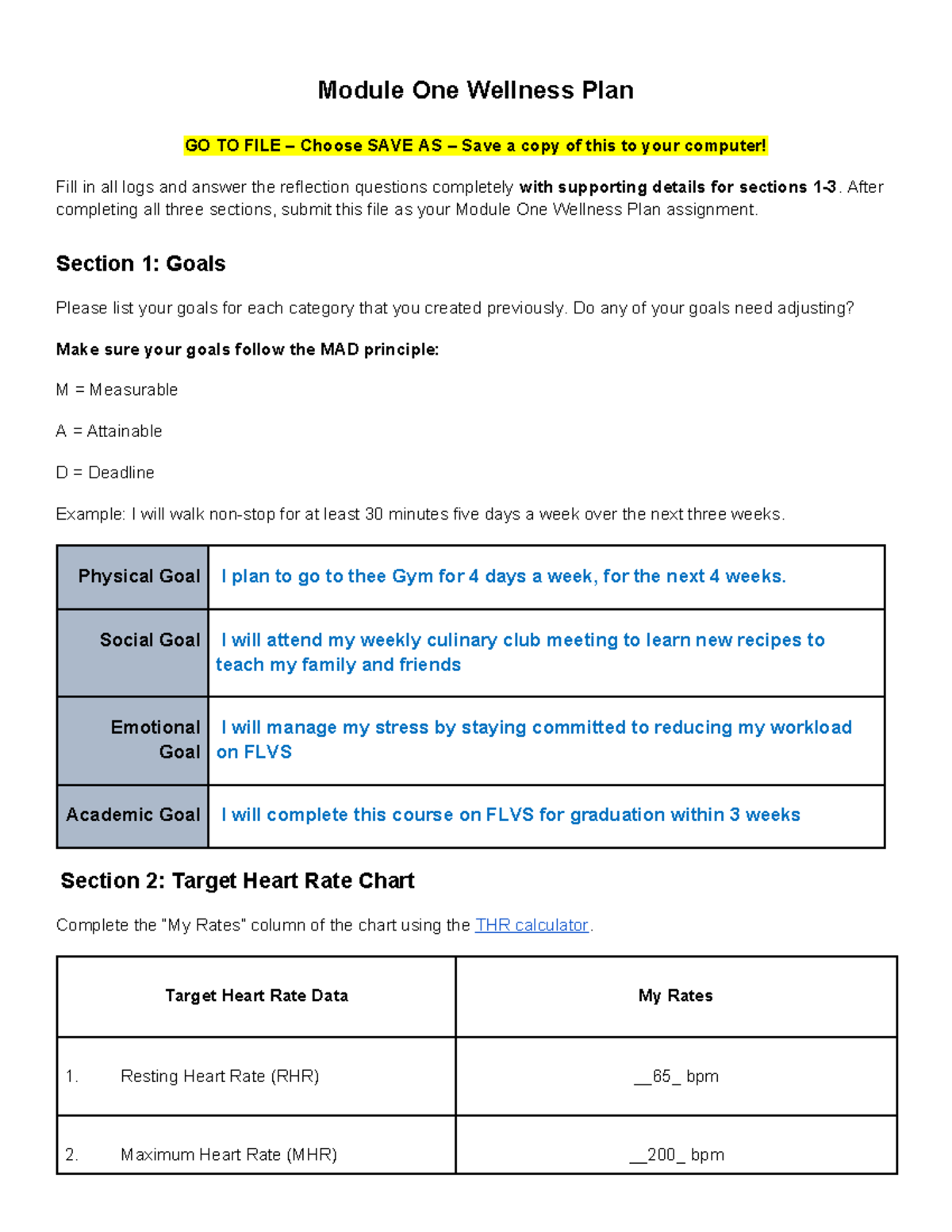 1.09 Module One Wellness Plan - Module One Wellness Plan GO TO FILE ...