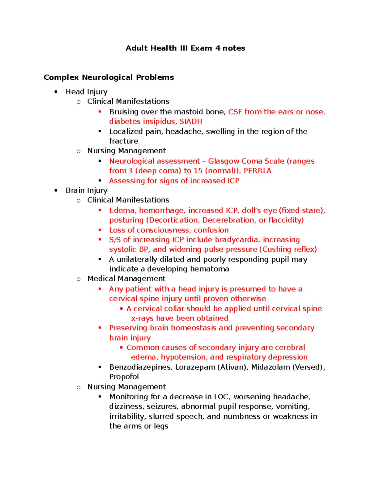 Adult Health III Exam 4 notes - Adult Health III Exam 4 notes Complex ...