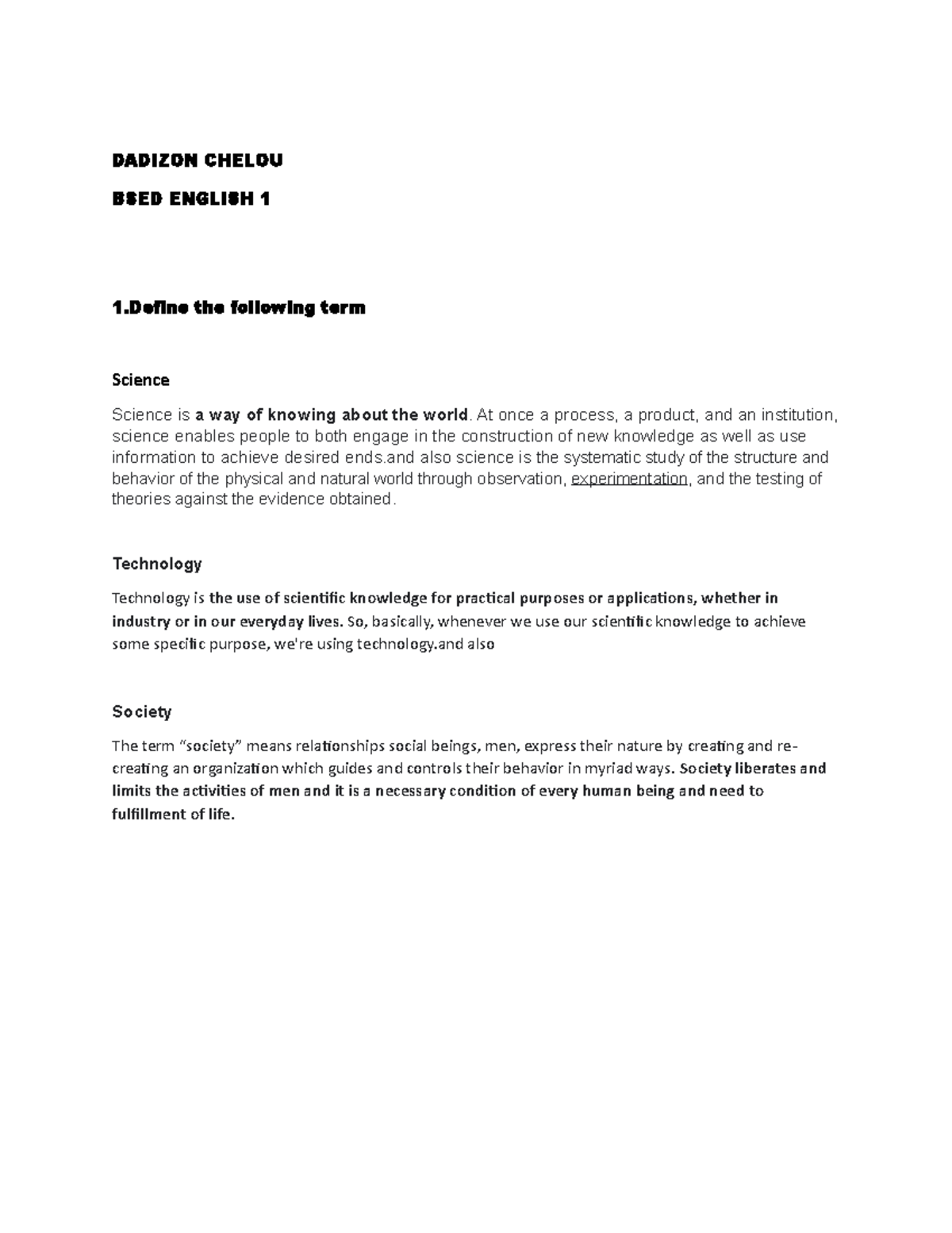 STS- Activity-1 - very important - DADIZON CHELOU BSED ENGLISH 1 1 ...